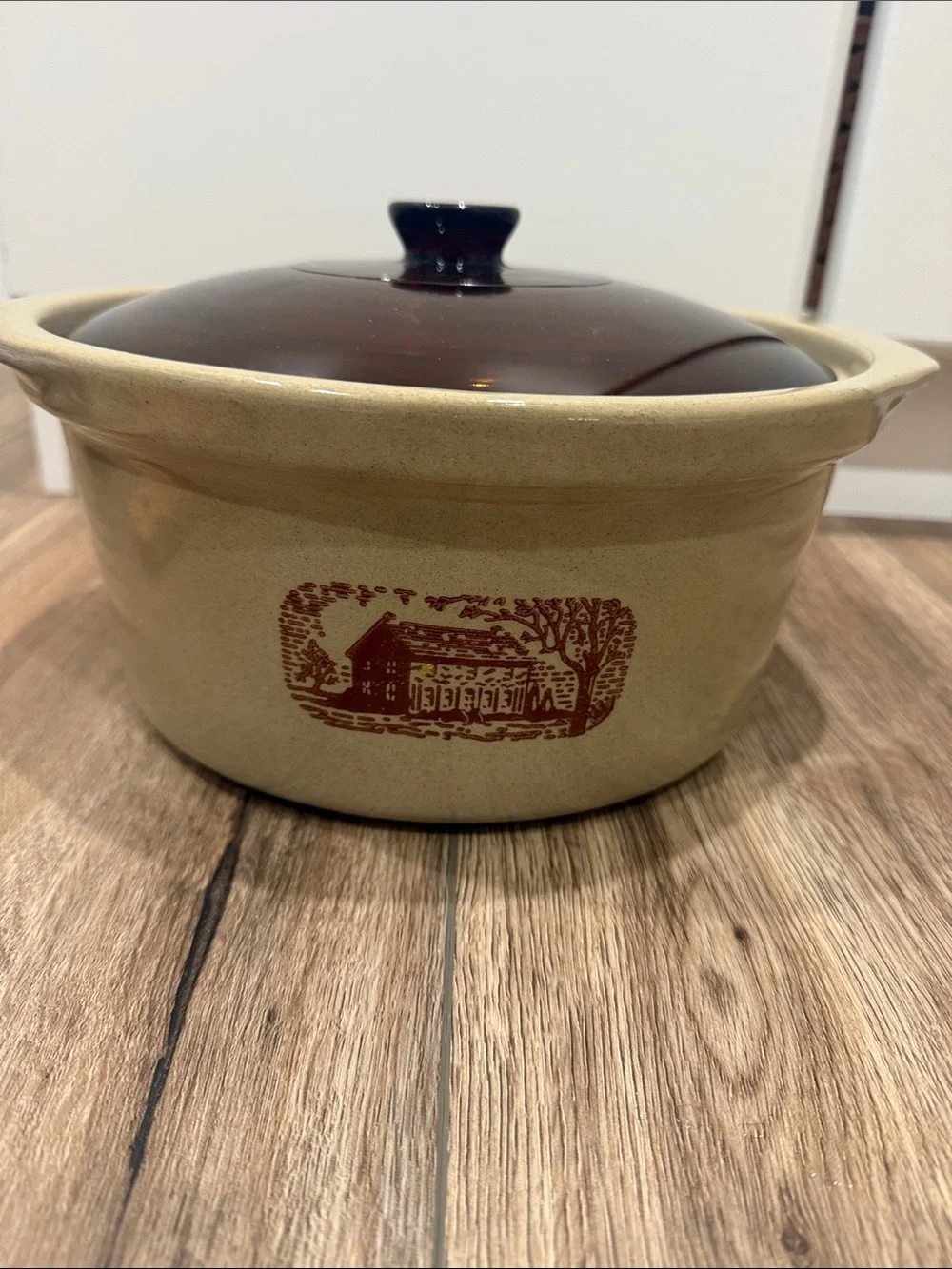 Amana Radarange Western Stoneware USA Country Cooker/Crock & Lid 4 Quart